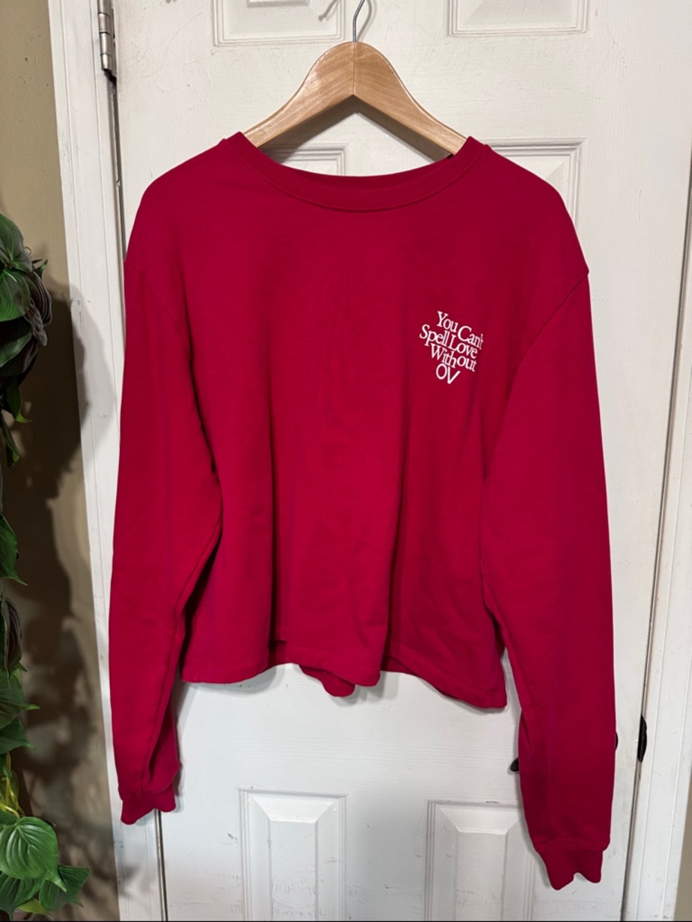 Outdoor Voices Red Crewneck Sweatshirt with White Logo